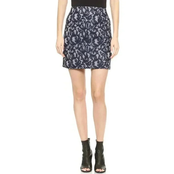 {Carven} Floral Lace Gingham Skirt - Size 10 - Picture 2 of 16